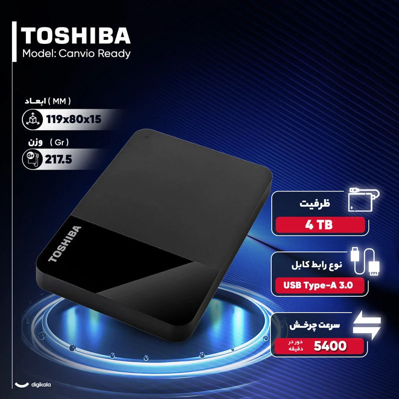 هارد اکسترنال توشیبا Toshiba Canvio Ready 4TB اورجینال