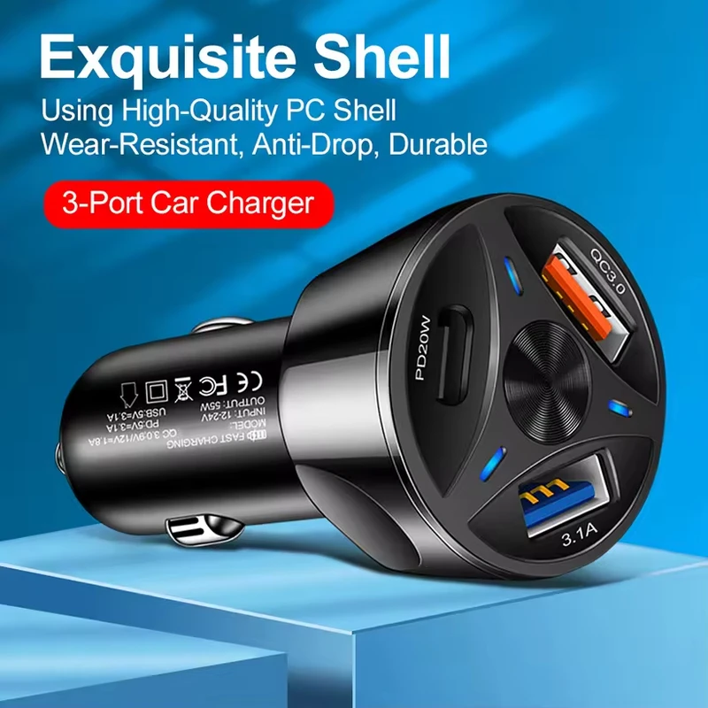 شارژر فندکی 55W سه پورت مدل ORIGINAL MLE-003