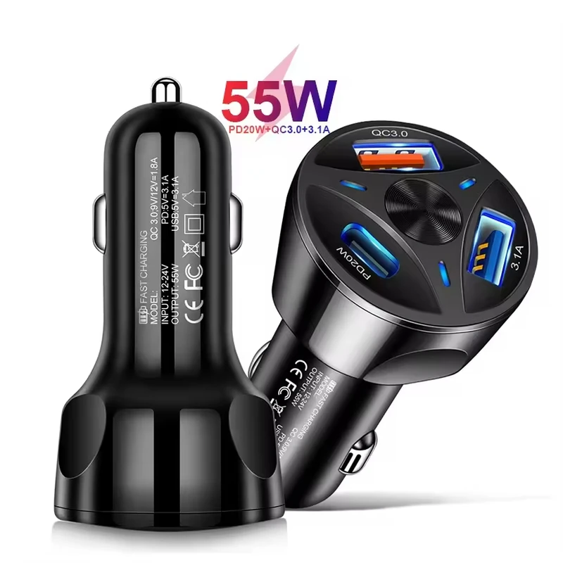 شارژر فندکی 55W سه پورت مدل ORIGINAL MLE-003