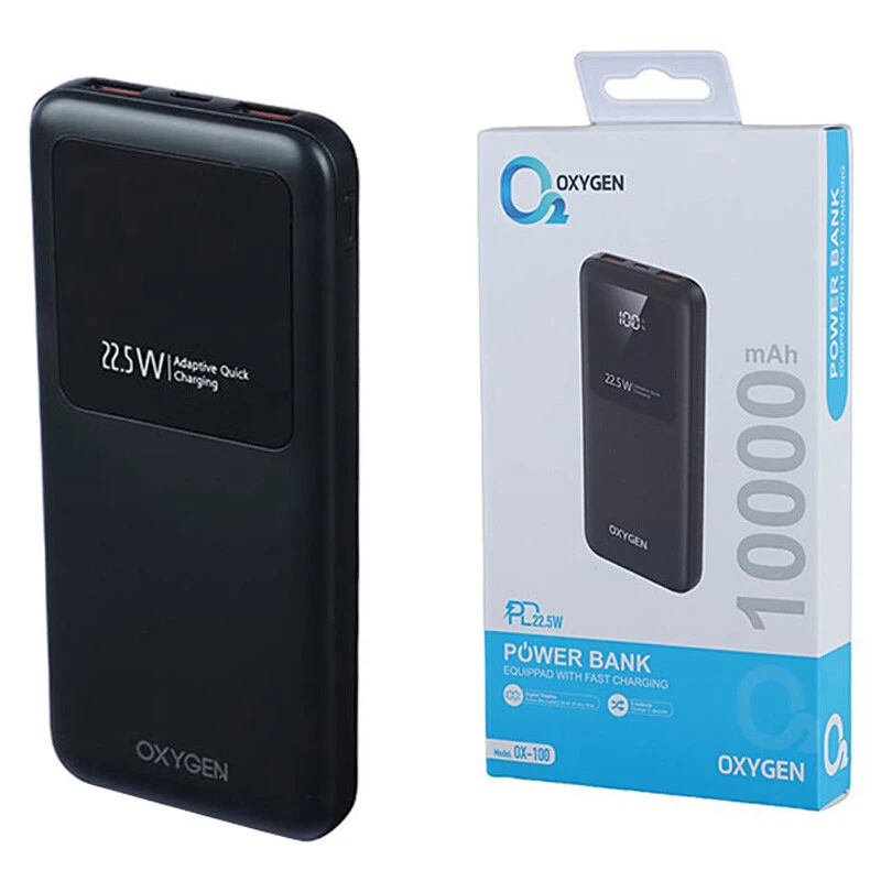 پاوربانک فست شارژ 10000میلی آمپر اکسیژن OX-100 PD 22.5W گارانتی شرکتی