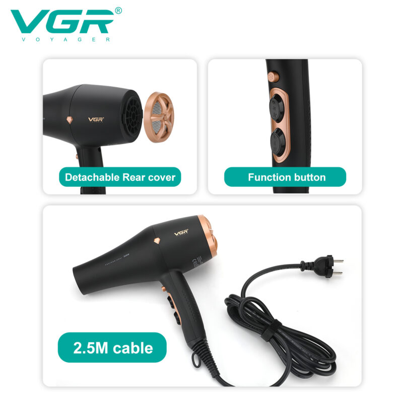 سشوار حرفهای وی جی ار سالنی VGR مدل V_462 مشکی اصلی