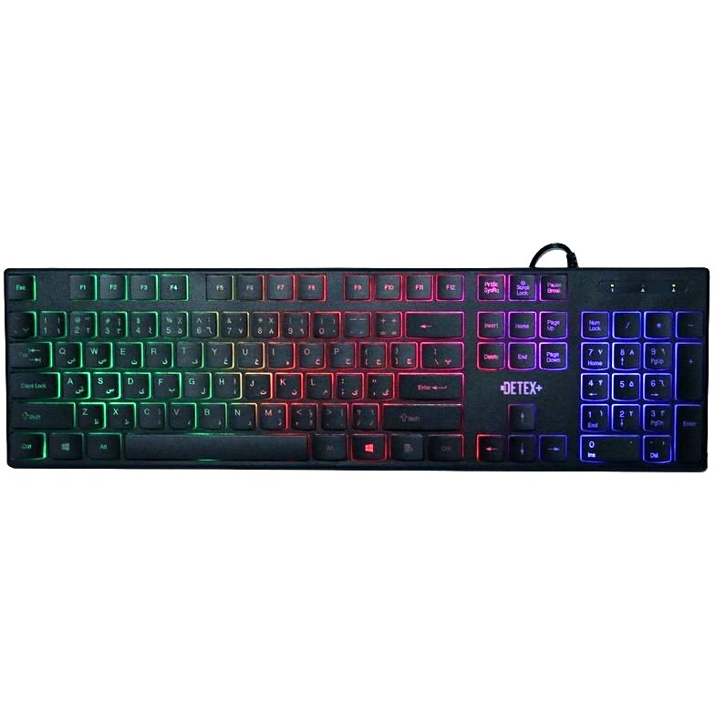 کیبورد گیمینگ سیم دار بک لایت RGB دیتکس پلاس (+DETEX) مدل DK 702