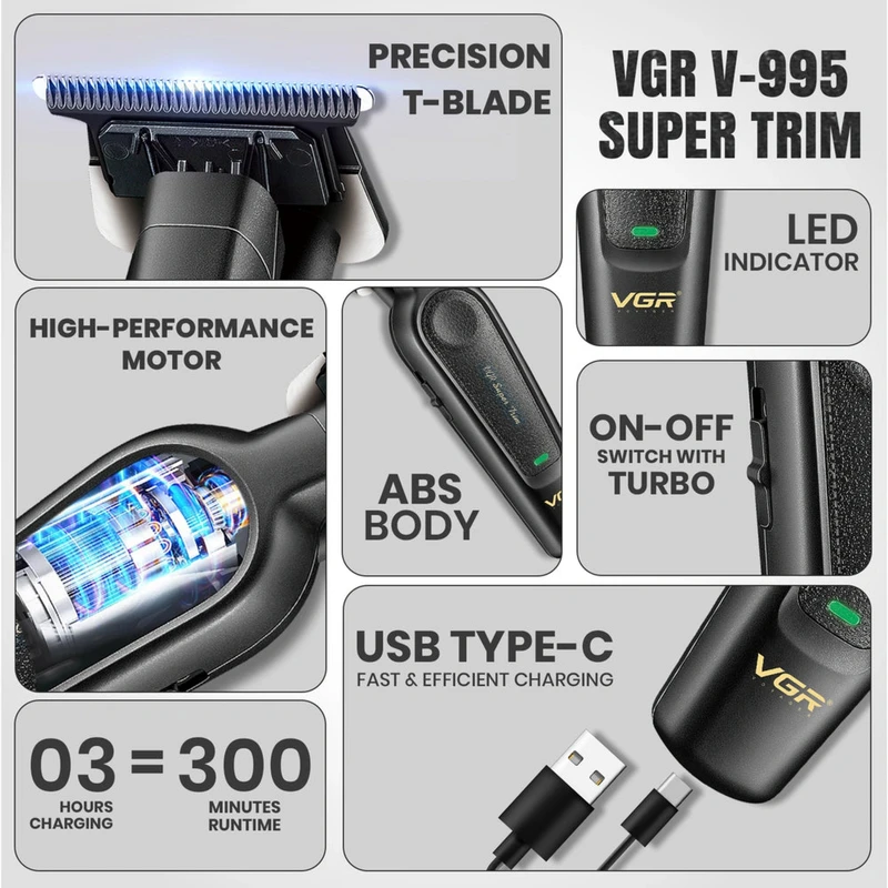 ریشتراش وی جی ار ماشین اصلاح مردانه مدل VGR-995 اصلی